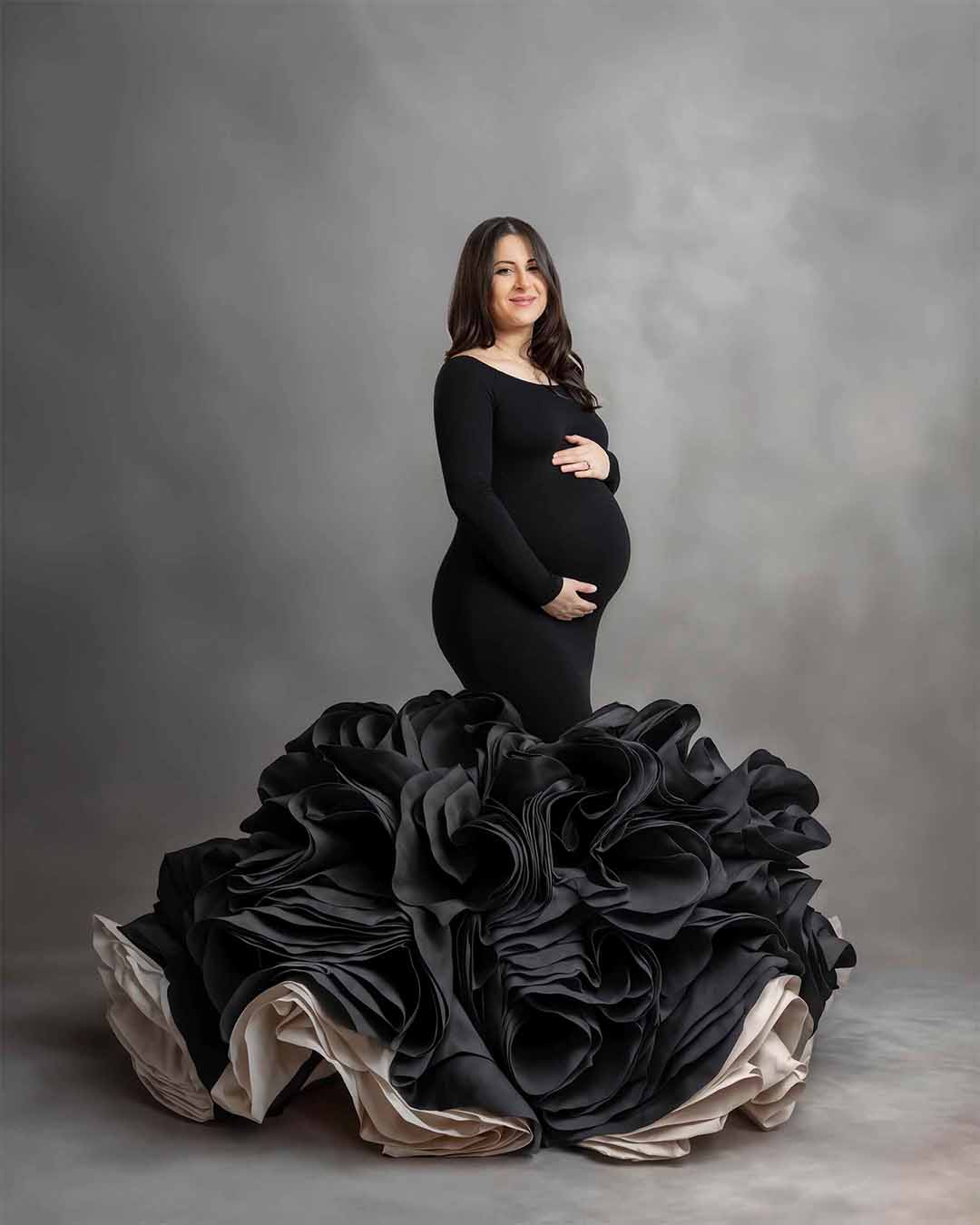 studio photography birthday photo video content crreation maternity AI elegant fancy floral dress branding newborn
